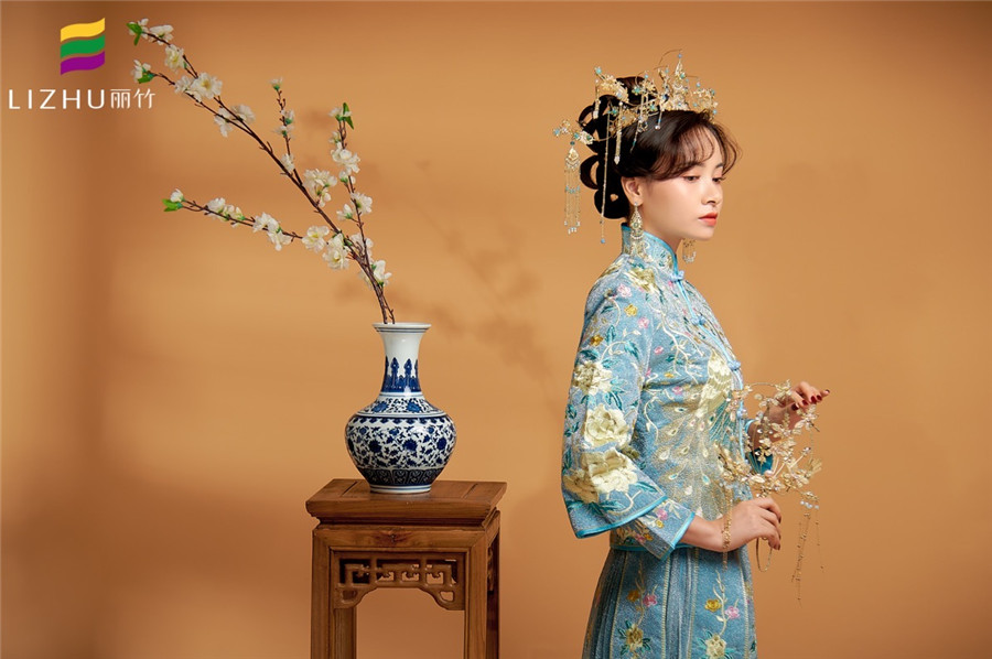 麗竹彩妝作品：中國藍(lán)秀禾造型