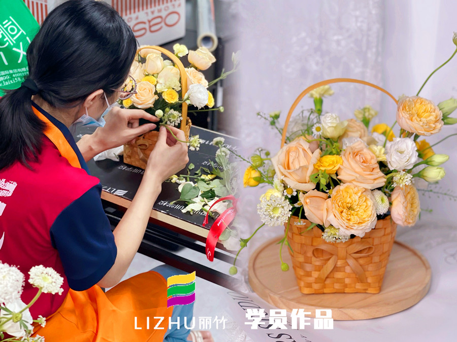 奶油系手提花籃特點，?廣西學(xué)花藝零基礎(chǔ)課程