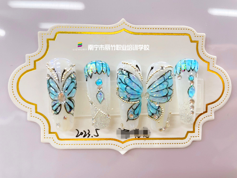 奢華蝴蝶美甲，廣西美甲造型培訓(xùn)