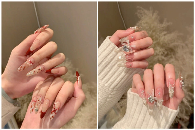 貼鉆長美甲，南寧美甲造型師學(xué)校收集整理