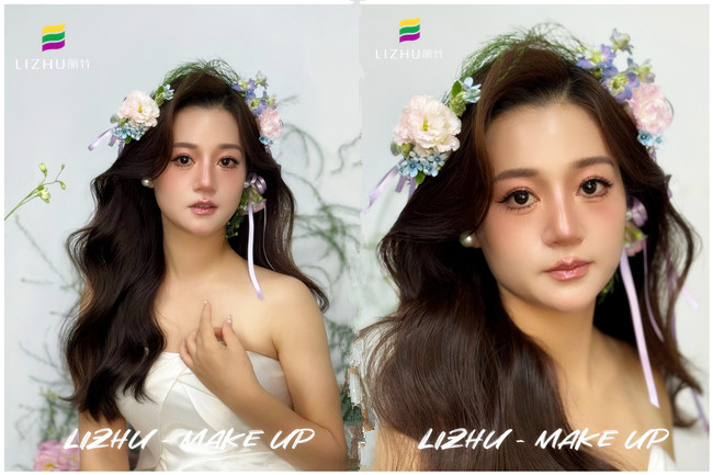 韓系鮮花新娘，廣西新娘化妝學(xué)校課堂作品