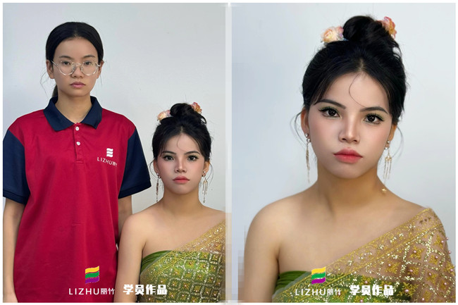 傣族少女寫真，學專業(yè)彩妝在南寧學員作品