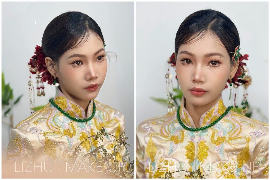 龍鳳褂新娘造型解析，廣西新娘化妝跟妝
