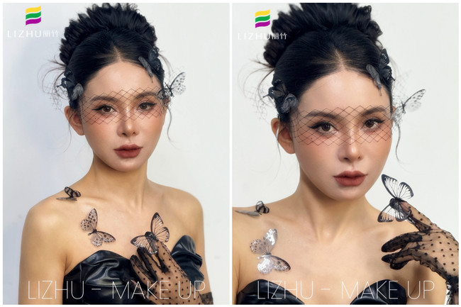黑色蝴蝶面紗造型，廣西化妝專業(yè)課堂作品