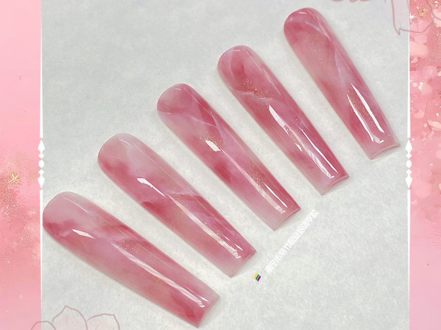 大理石暈染美甲，南寧教美甲
